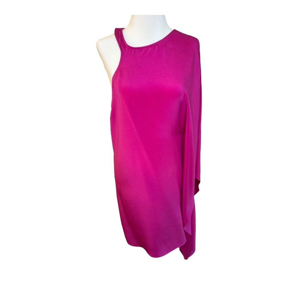 Jay Godfrey One Shoulder Dress Fuchsia Sleeveless Cocktail Party Silk 2 NWOT